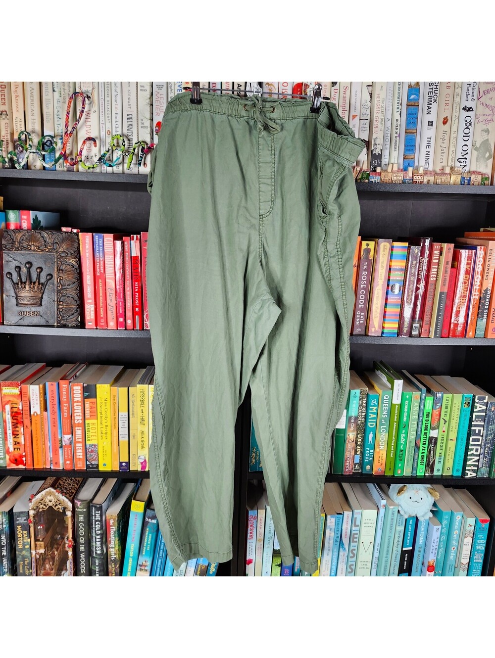 Sonoma Cotton Blend Pull On Pants 2X Olive Green Wide Leg Drawstring